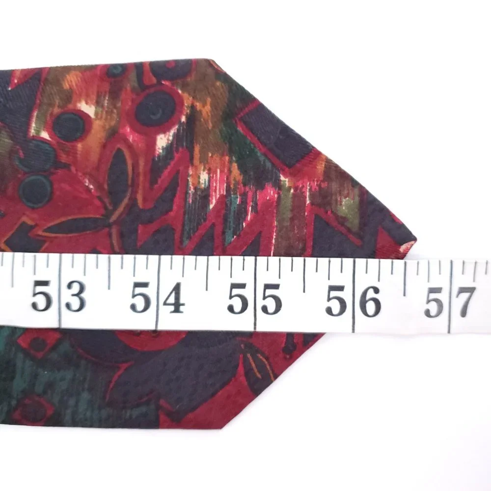 Robert's Men Silk Tie Handmade Floral Red Black 57x4 - NWOT - Made in USA